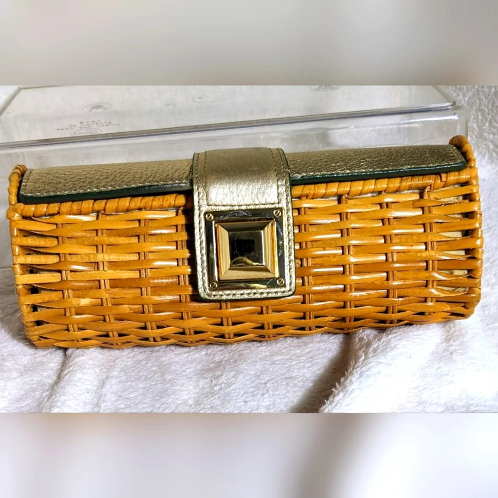 Women's MICHAEL Michael‎ Kors unique wicker and gold leather clutch